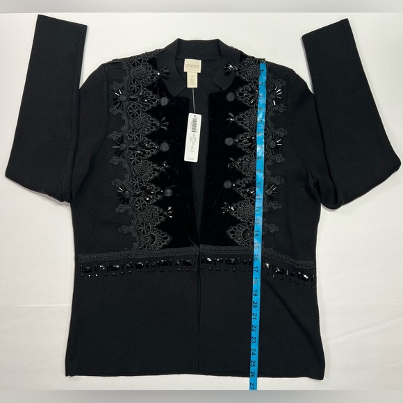 Chico’s Embellished Tonal Cardigan - black, size 2 (L / 12) - Picture 7 of 11